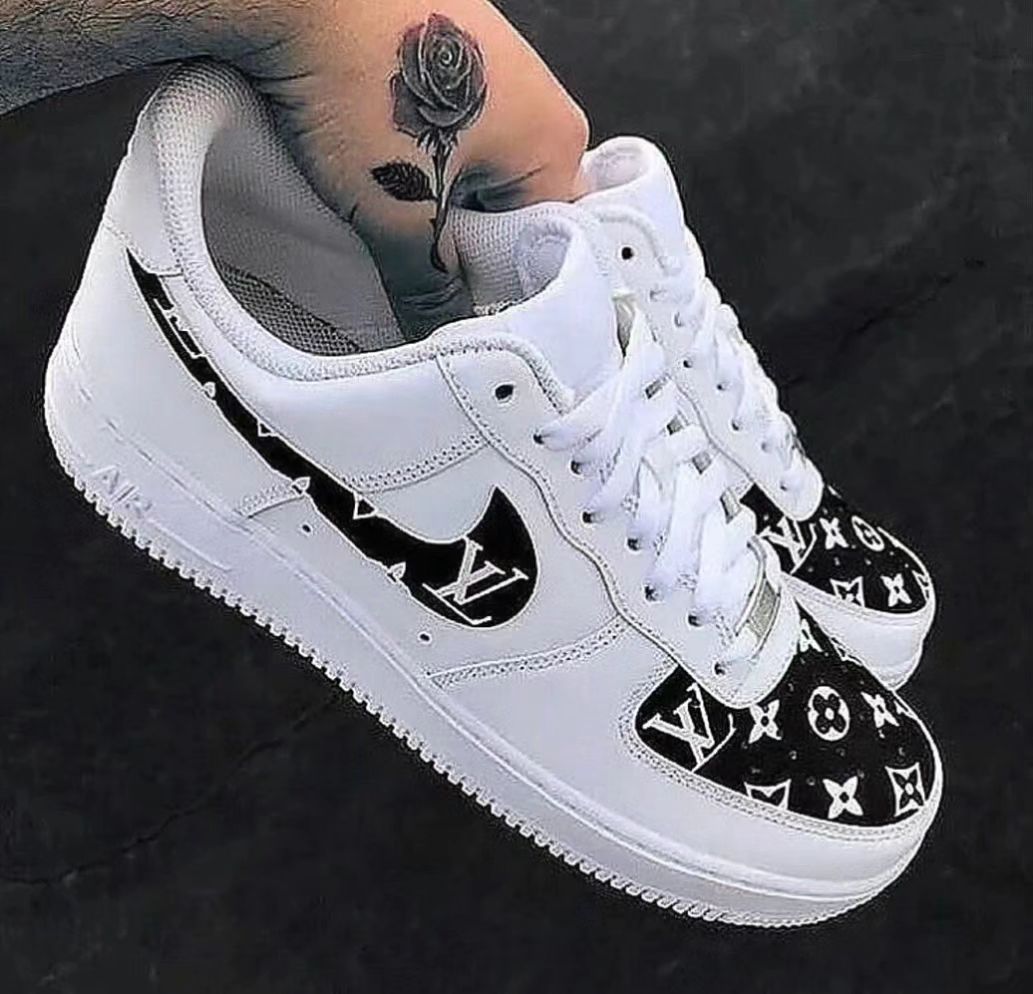 Lv Logo Black Custom Air Force 1