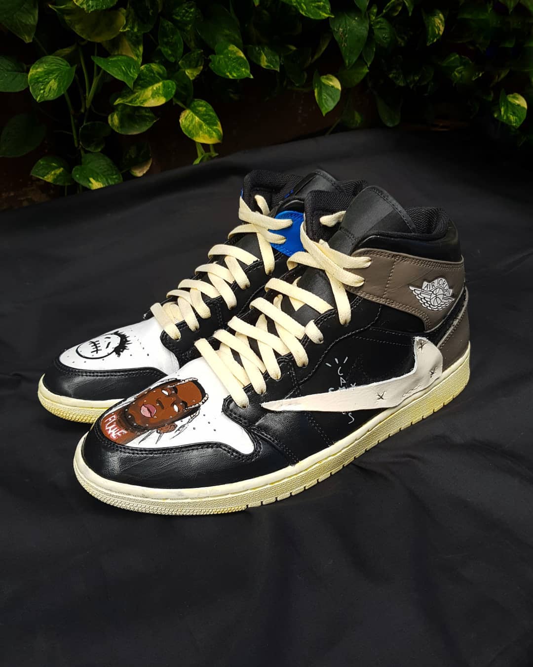 Cartoon Role Black Dark Brown Custom Air Jordan 1