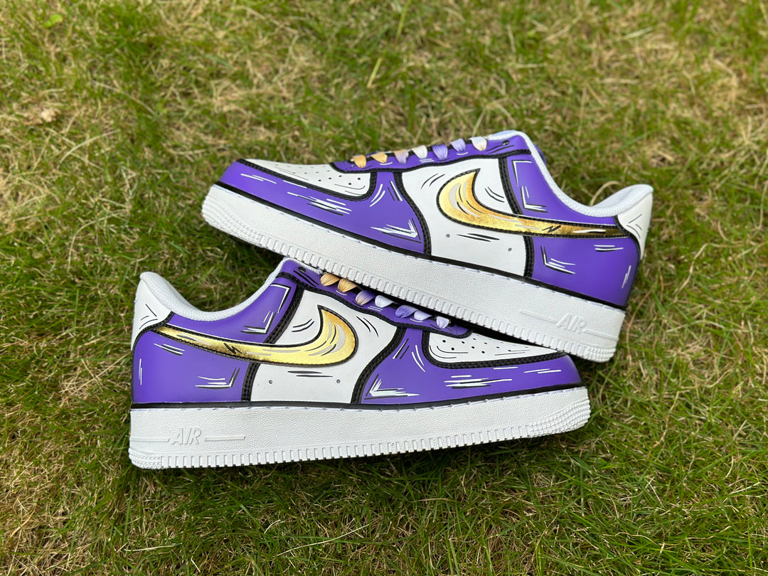 Custom Air Force 1 Purple Yellow Cartoon
