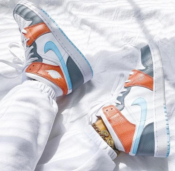 Blue Orange Gray Custom Air Jordan 1