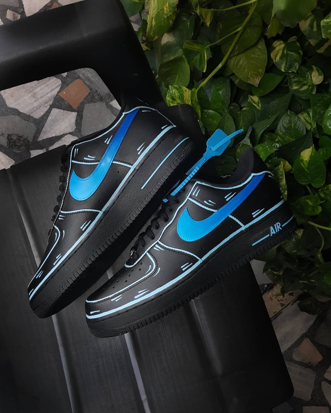 Black Blue Sense of Future Custom Air Force 1