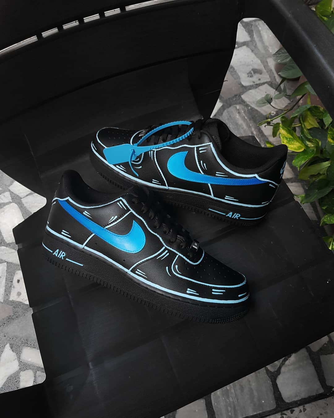 Black Blue Sense of Future Custom Air Force 1