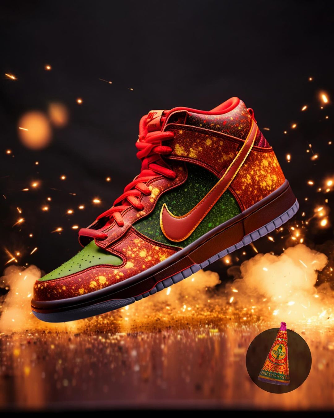 Red Green Blue Spark Custom Air Jordan 1