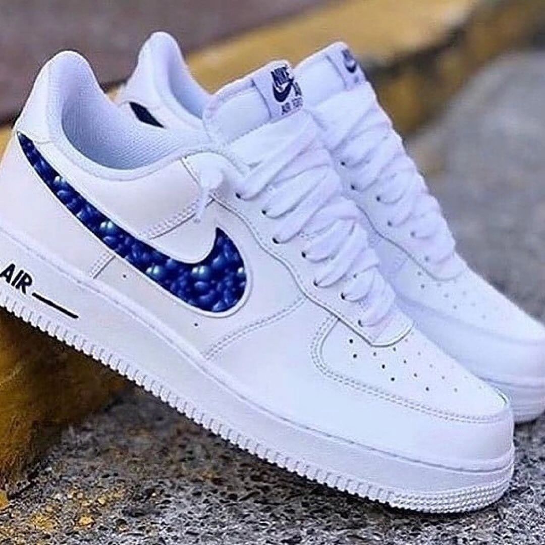Blue Shine Swoosh Custom Air Force 1