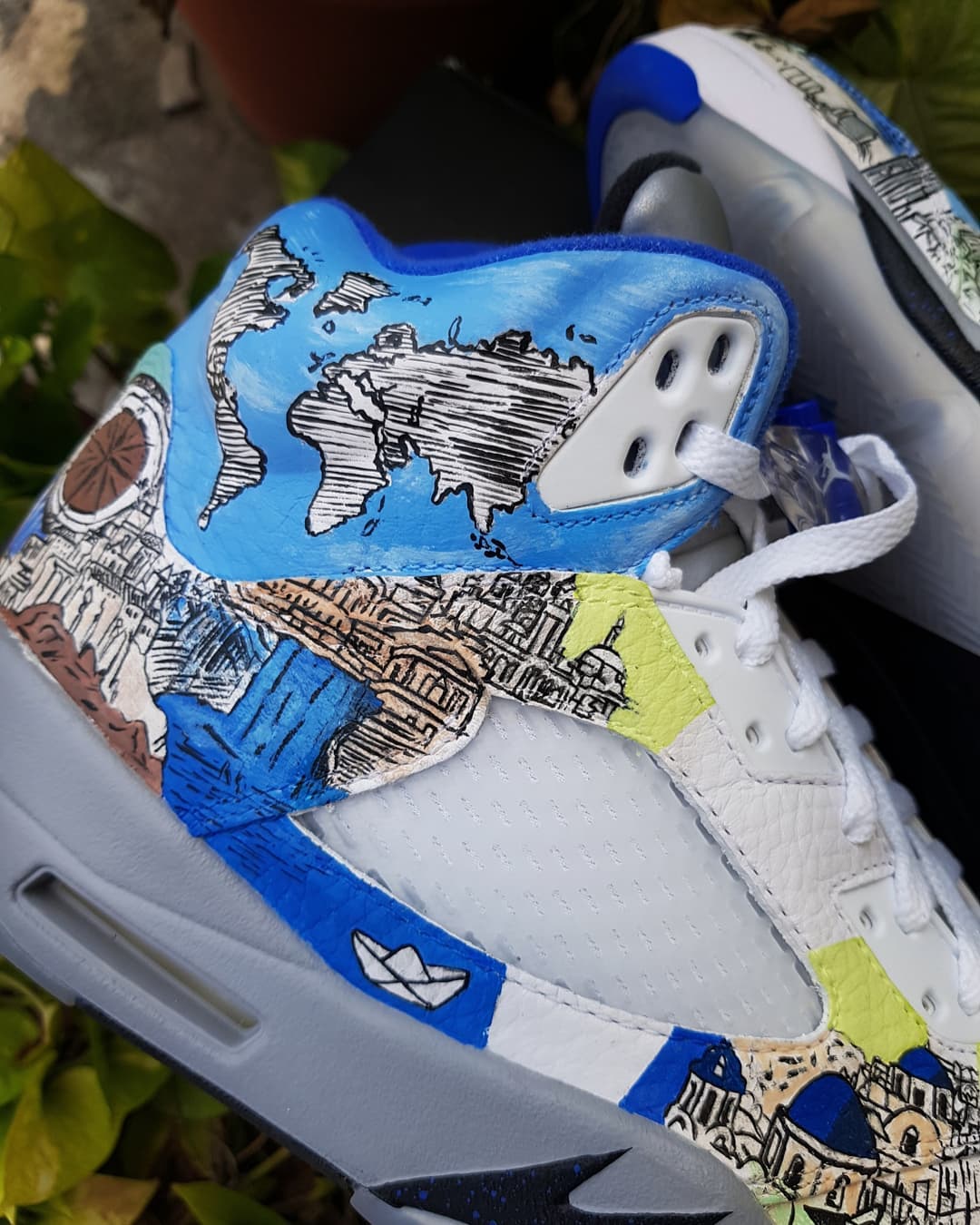 Ocean Europe Map Blue White Yellow Custom Air Jordan 4