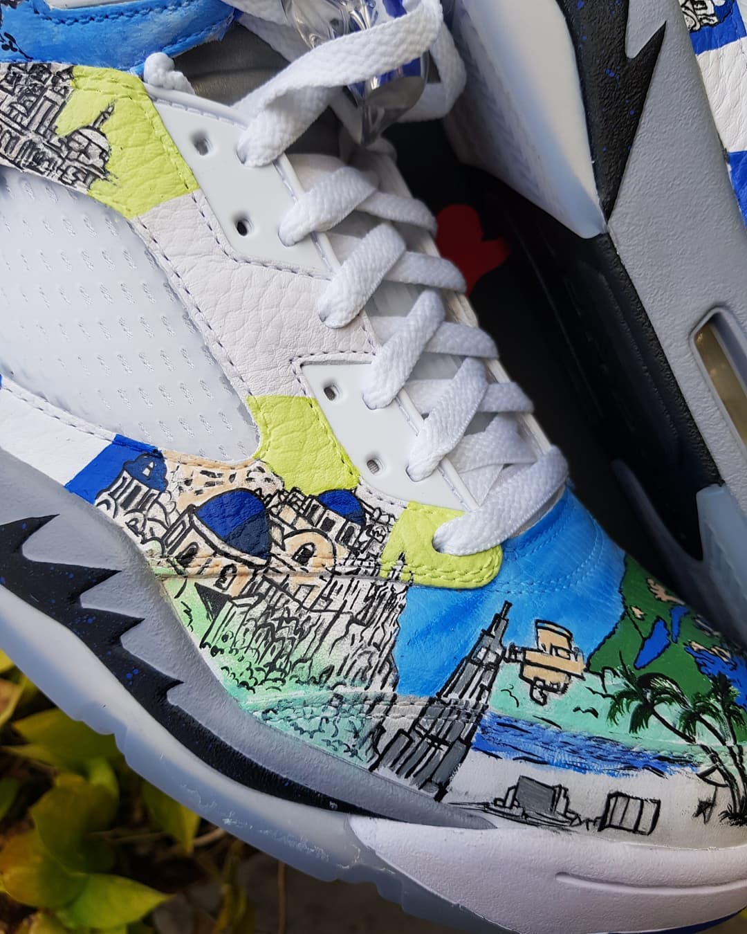 Ocean Europe Map Blue White Yellow Custom Air Jordan 4