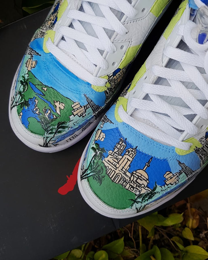 Ocean Europe Map Blue White Yellow Custom Air Jordan 4