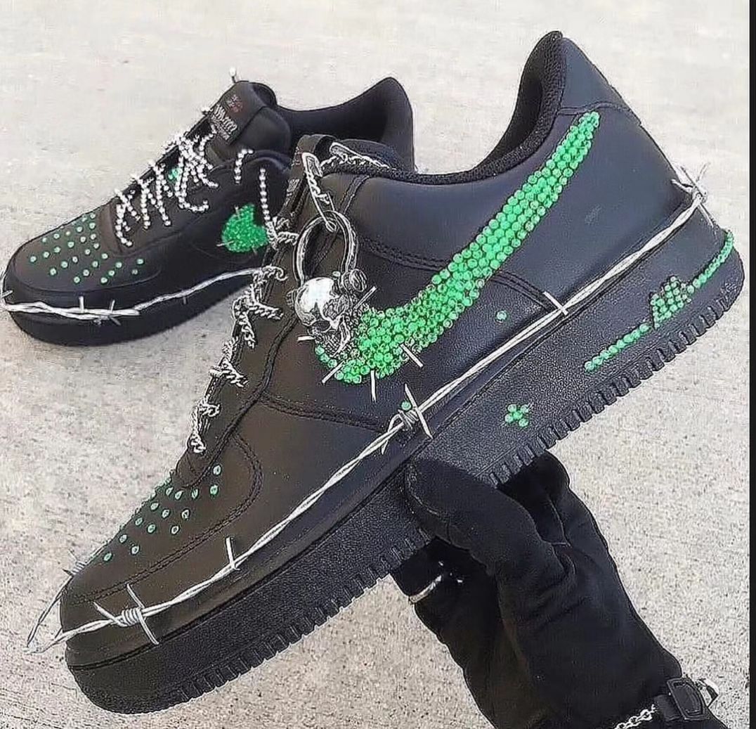Metal Chain Green Swoosh Custom Air Force 1