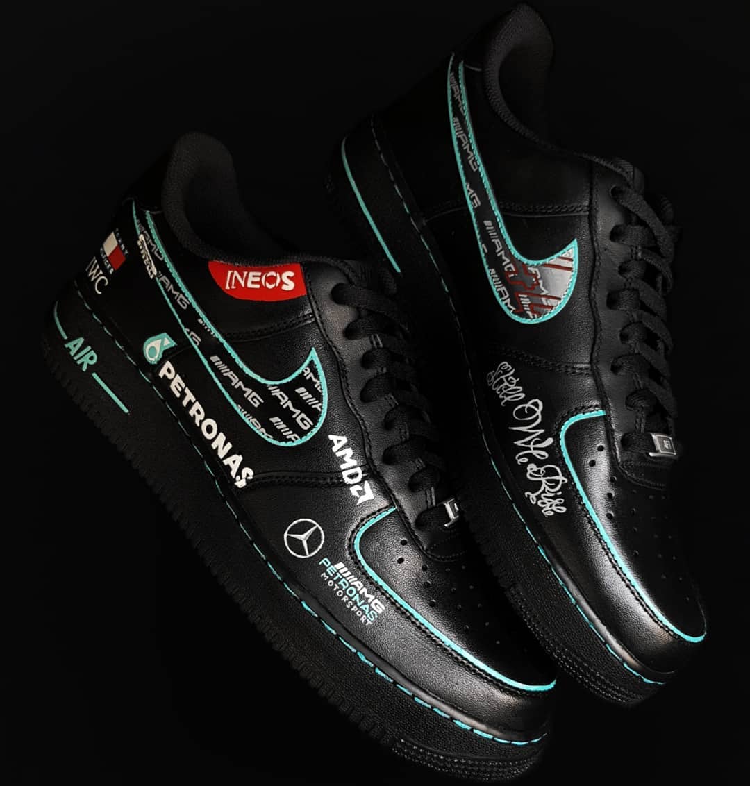 Black White Font Custom Air Force 1