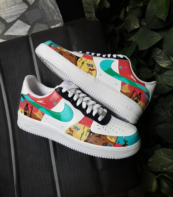 Sunset Desert Travelling Red Green Brown Custom Air Force 1