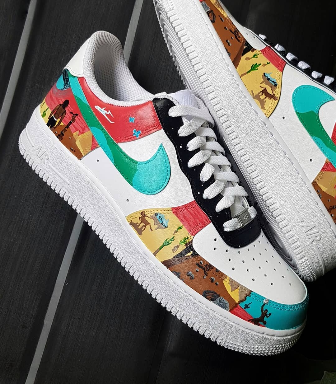 Sunset Desert Travelling Red Green Brown Custom Air Force 1