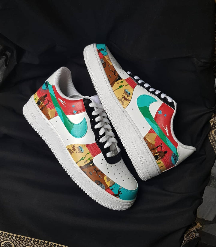 Sunset Desert Travelling Red Green Brown Custom Air Force 1