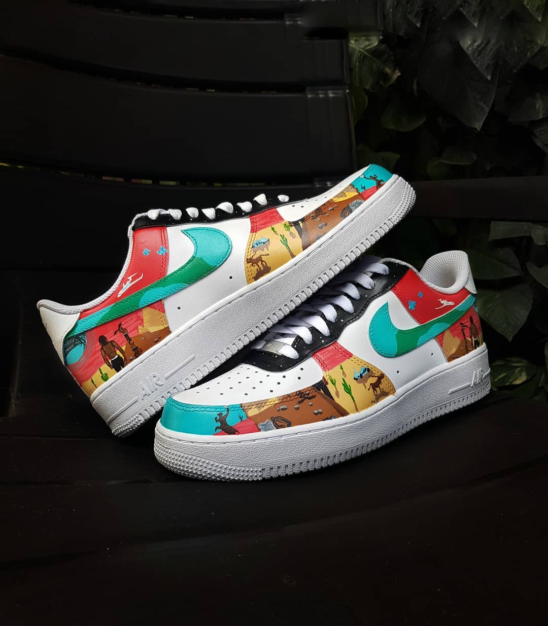 Sunset Desert Travelling Red Green Brown Custom Air Force 1