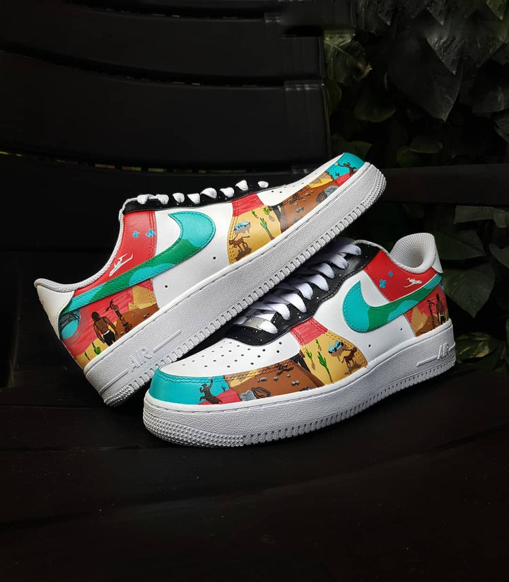 Sunset Desert Travelling Red Green Brown Custom Air Force 1