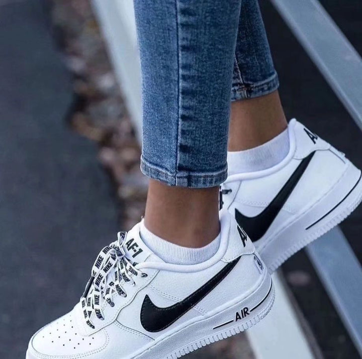 Black Swoosh Font Custom Air Force 1