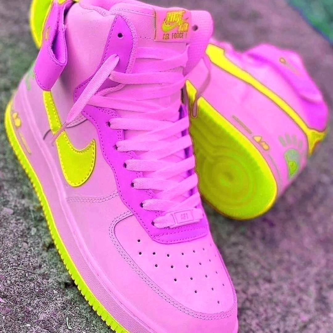 Pink Yellow Swoosh Custom Air Force 1