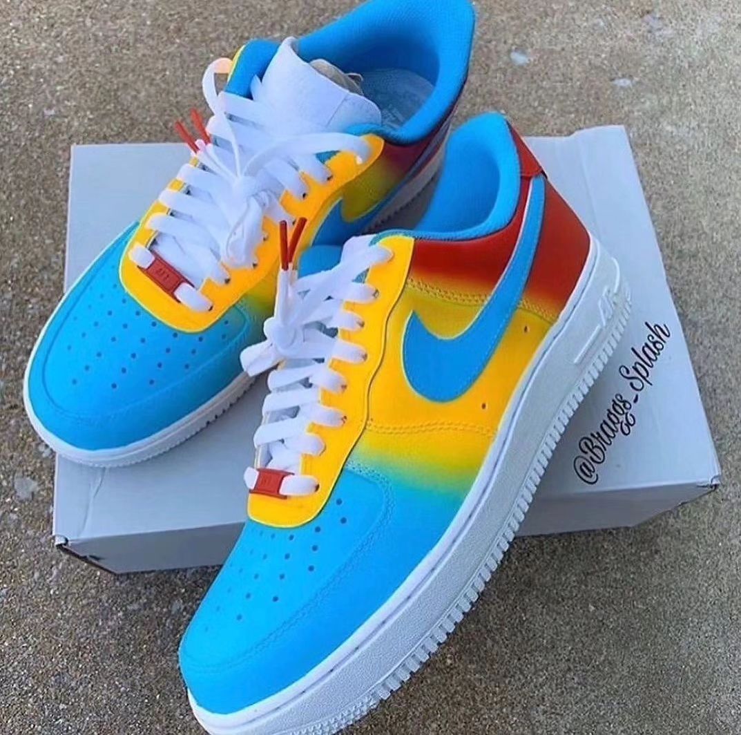 Yellow Blue Red Custom Air Force 1