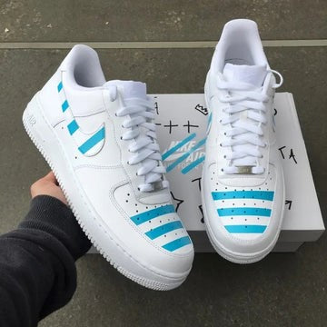 White Blue Stripe Custom Air Force 1