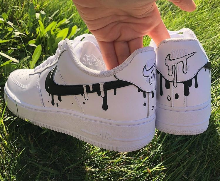 Black White Drip Custom Air Jordan 1