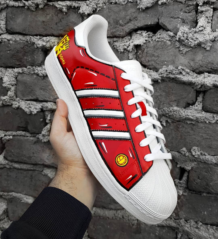 Cartoon Red White Custom Adidas