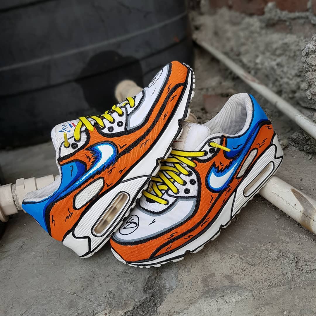 Orange Blue  Yellow Custom Air Jordan 4