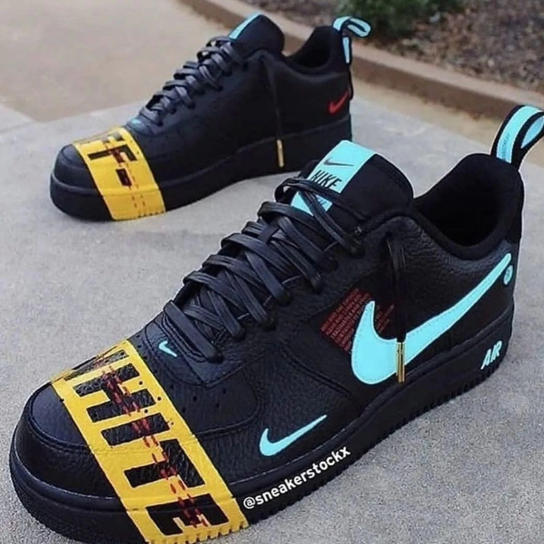 Yellow Font Black Custom Air Force 1