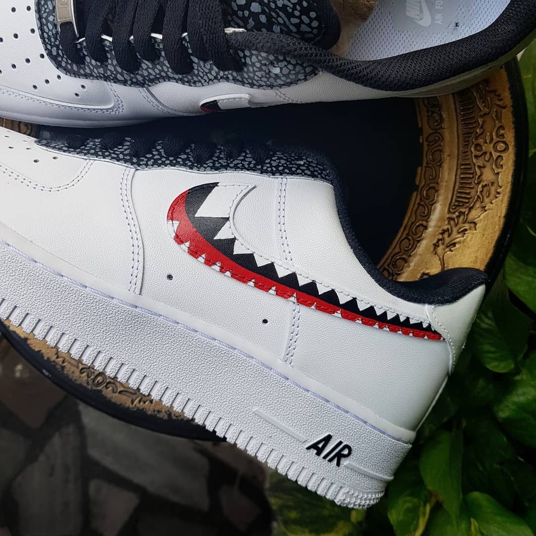 Jagged Black Red Custom Air Force 1