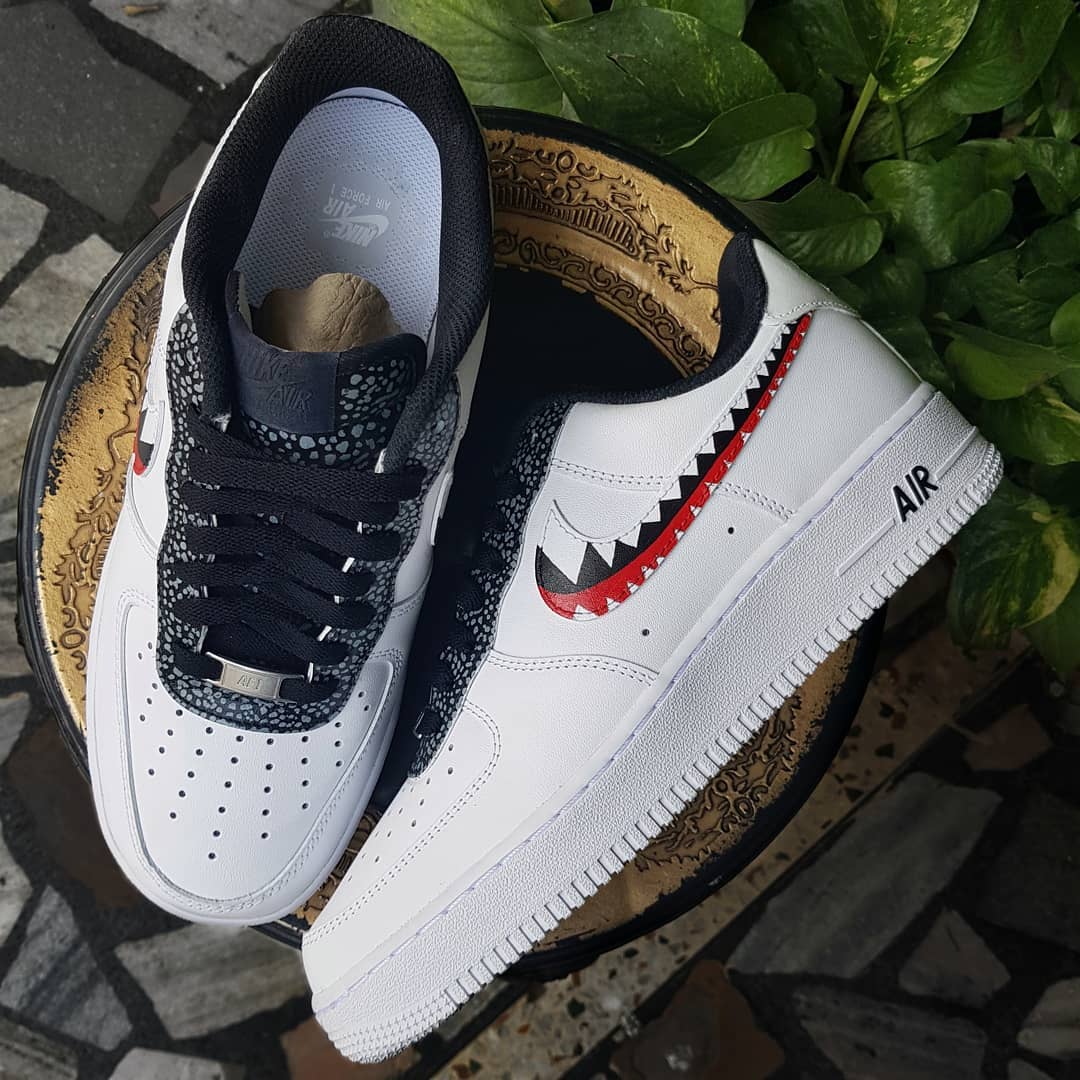 Jagged Black Red Custom Air Force 1