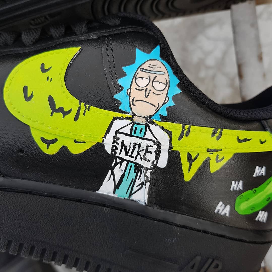 Cartoon Role Black Green White Yellow Custom Air Force 1