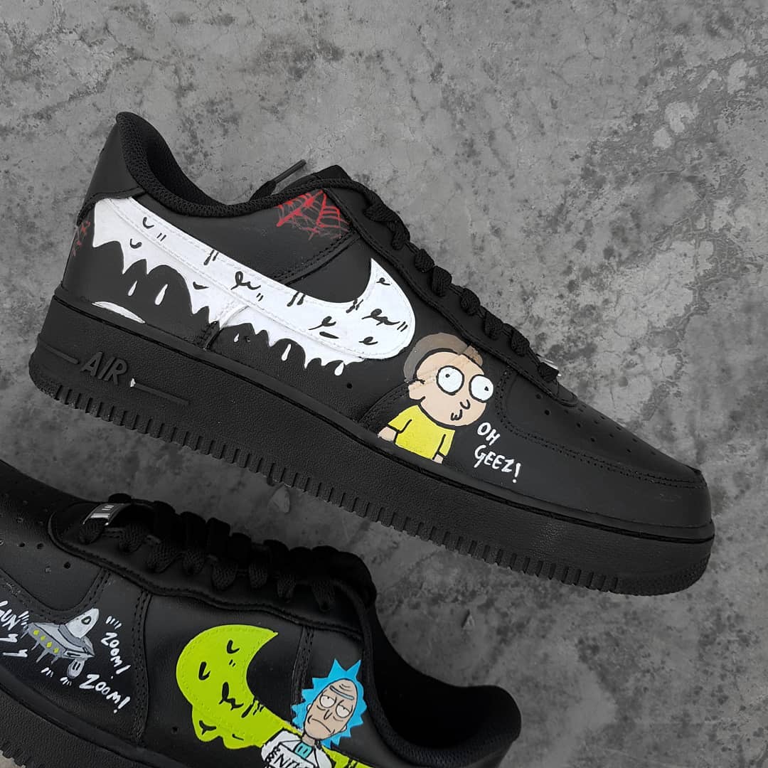 Cartoon Role Black Green White Yellow Custom Air Force 1