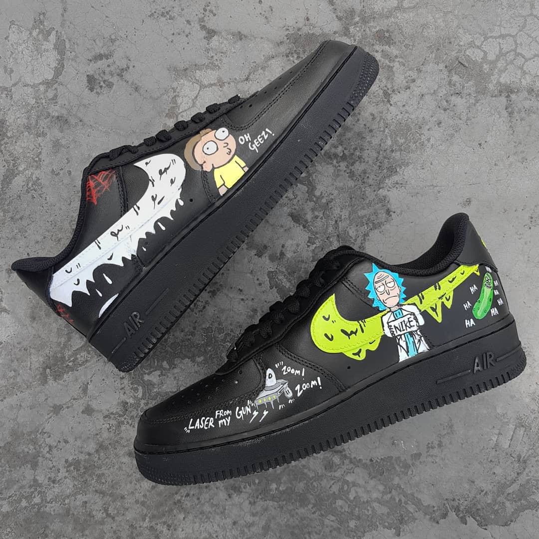 Cartoon Role Black Green White Yellow Custom Air Force 1