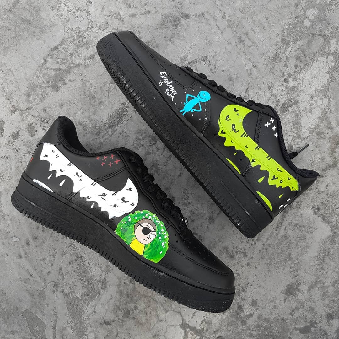 Cartoon Role Black Green White Yellow Custom Air Force 1