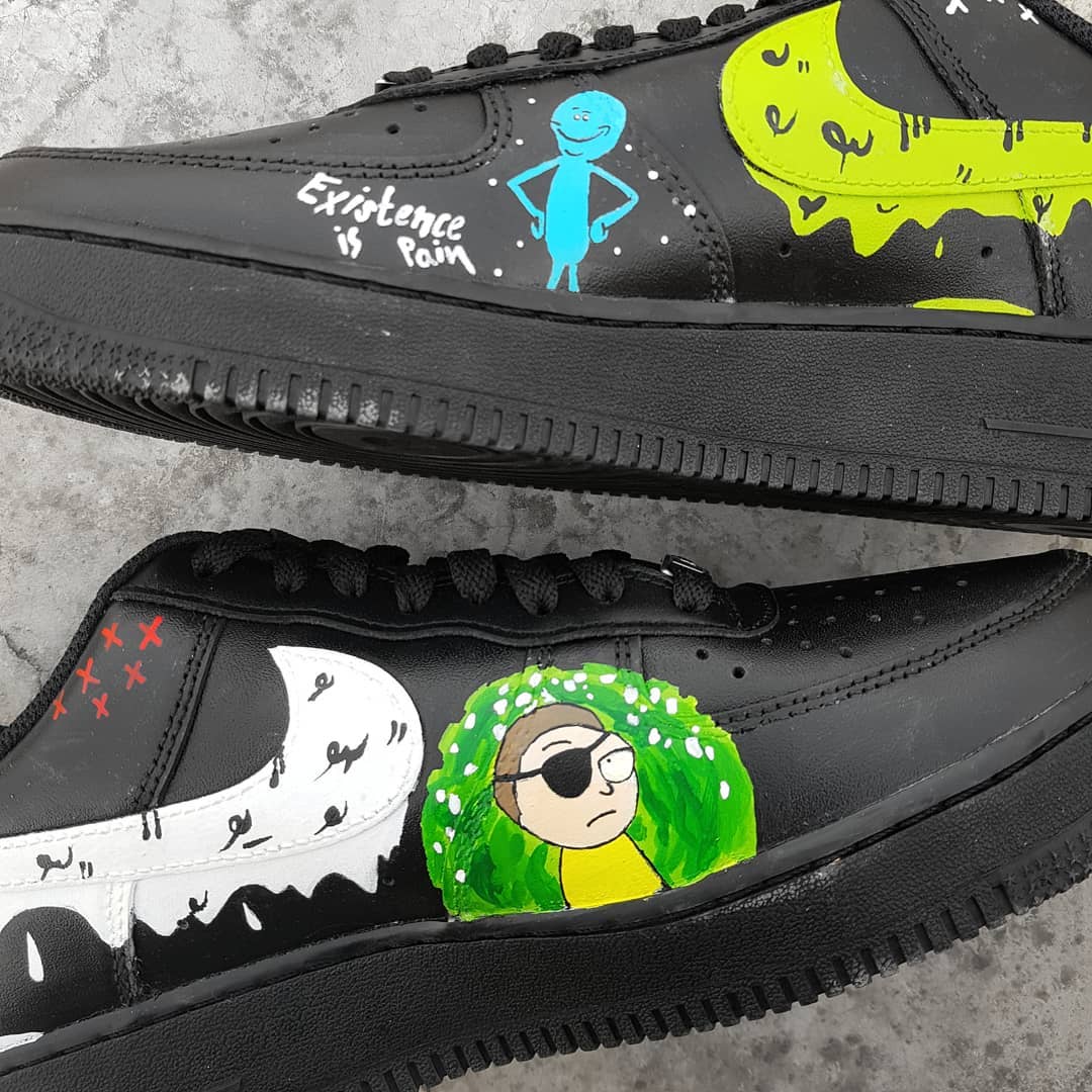Cartoon Role Black Green White Yellow Custom Air Force 1