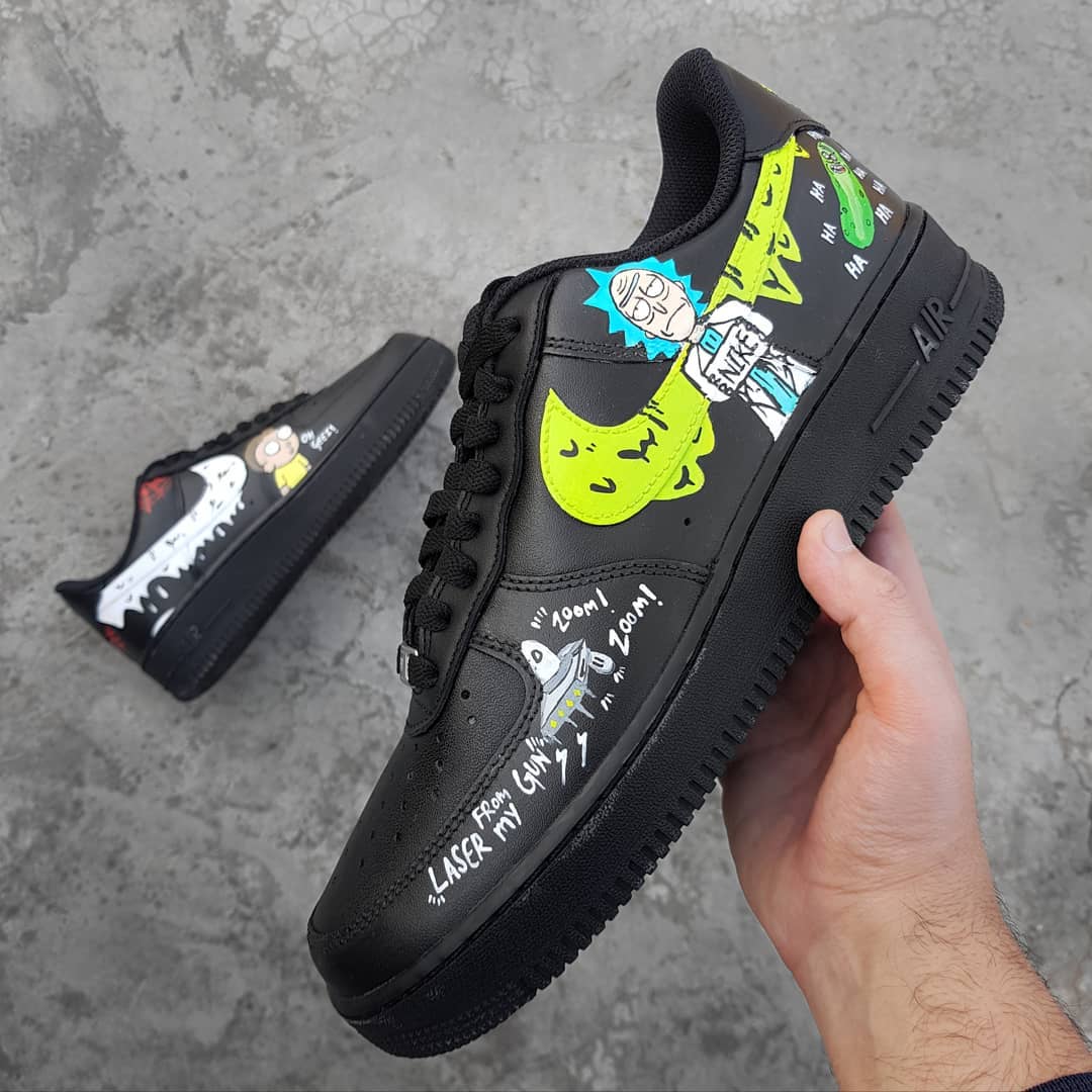 Cartoon Role Black Green White Yellow Custom Air Force 1