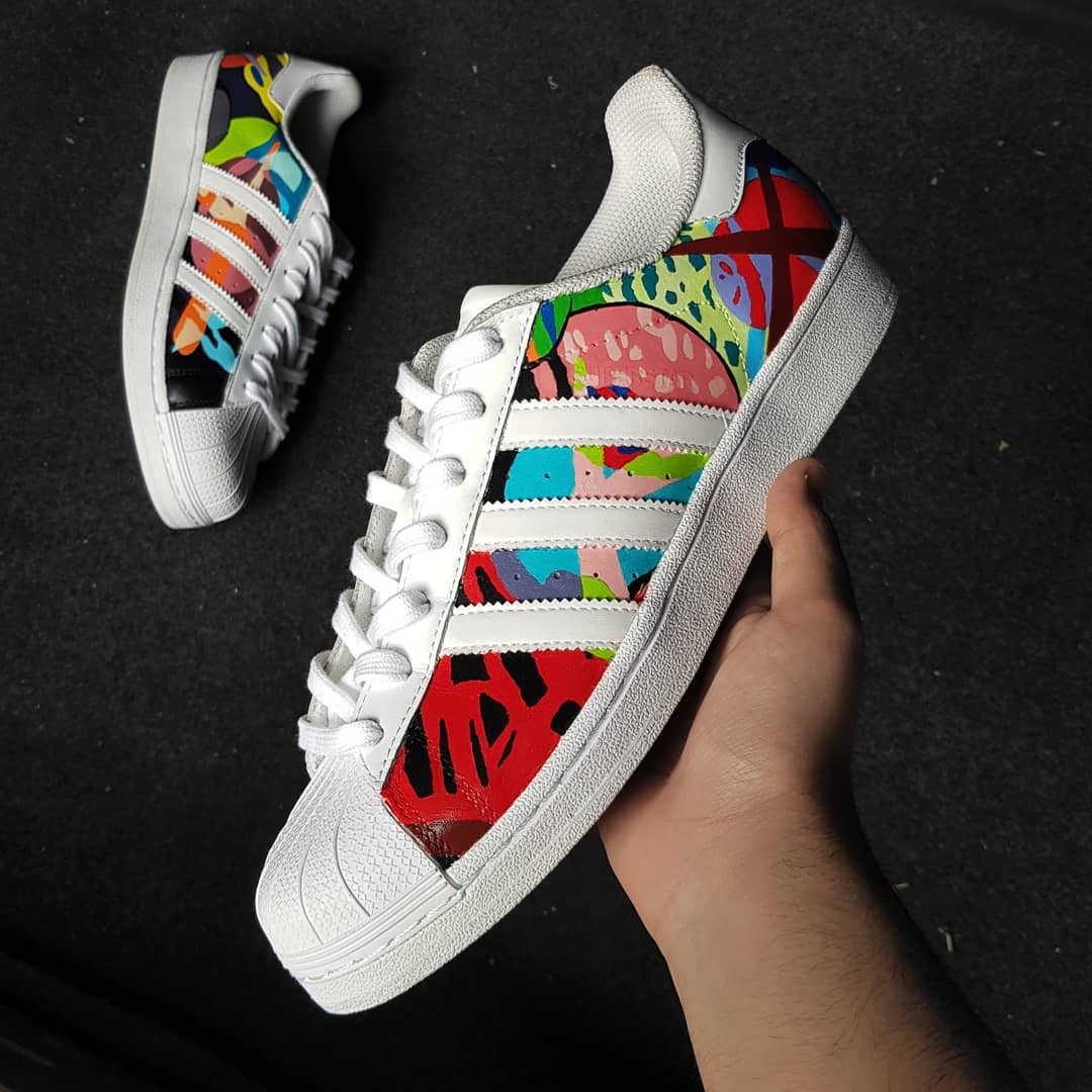 Graffiti Colorful Black Green Red Blue Custom Adidas