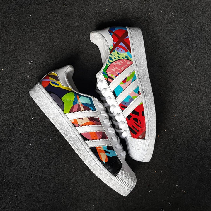 Graffiti Colorful Black Green Red Blue Custom Adidas