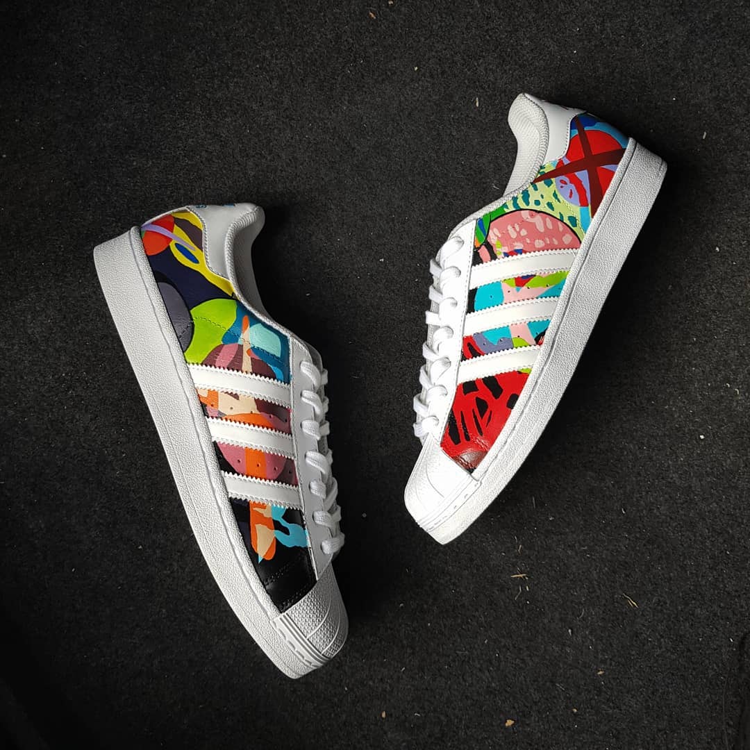 Graffiti Colorful Black Green Red Blue Custom Adidas