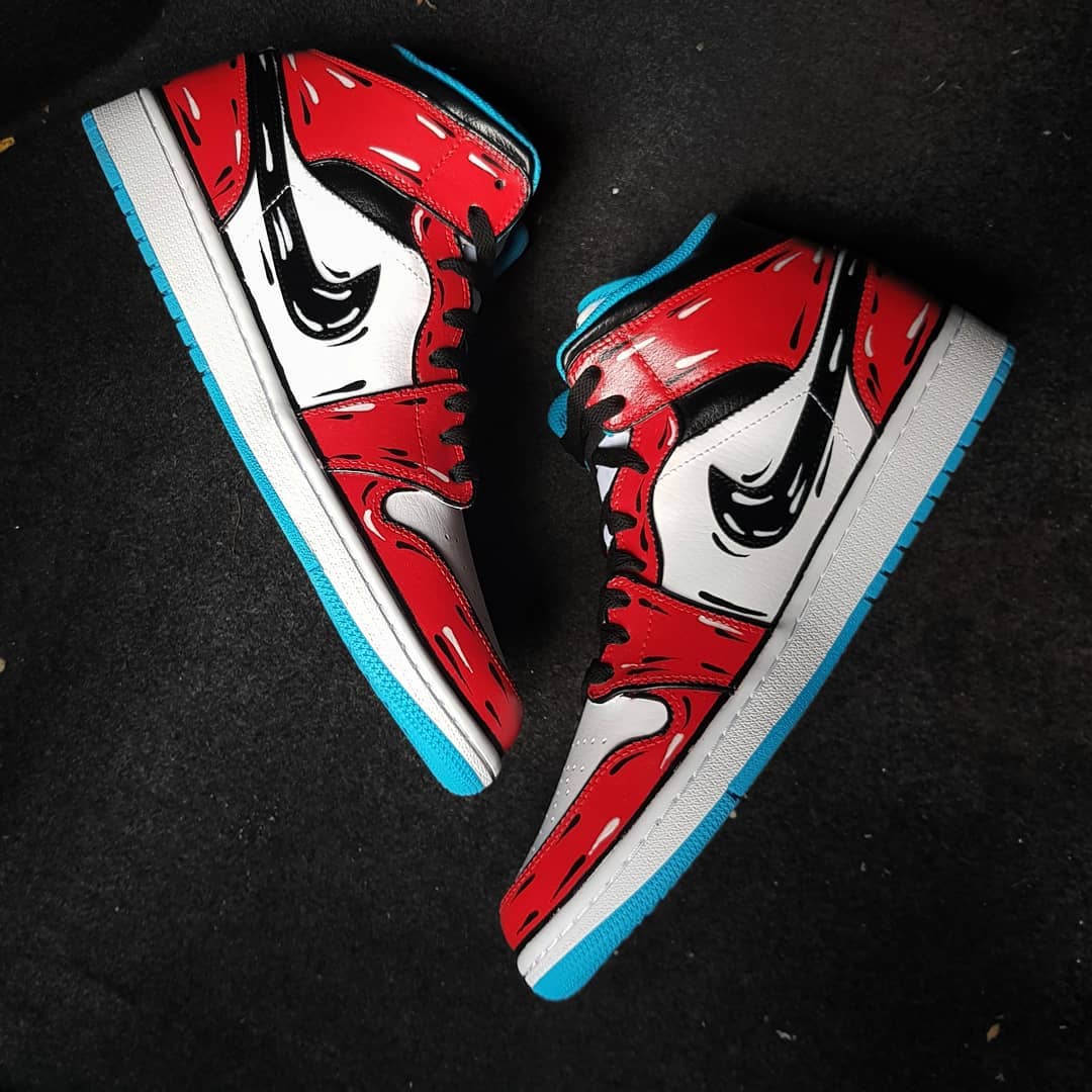 Black Red  Reverse Swoosh Custom Air Jordan 1