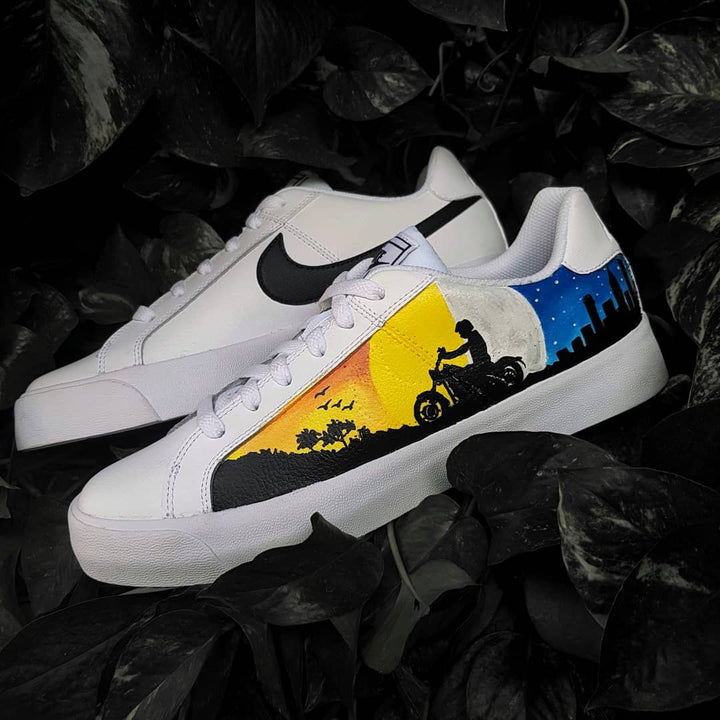 Sunset Cycling Moon Blue Yellow Black Custom Nike Court Royale