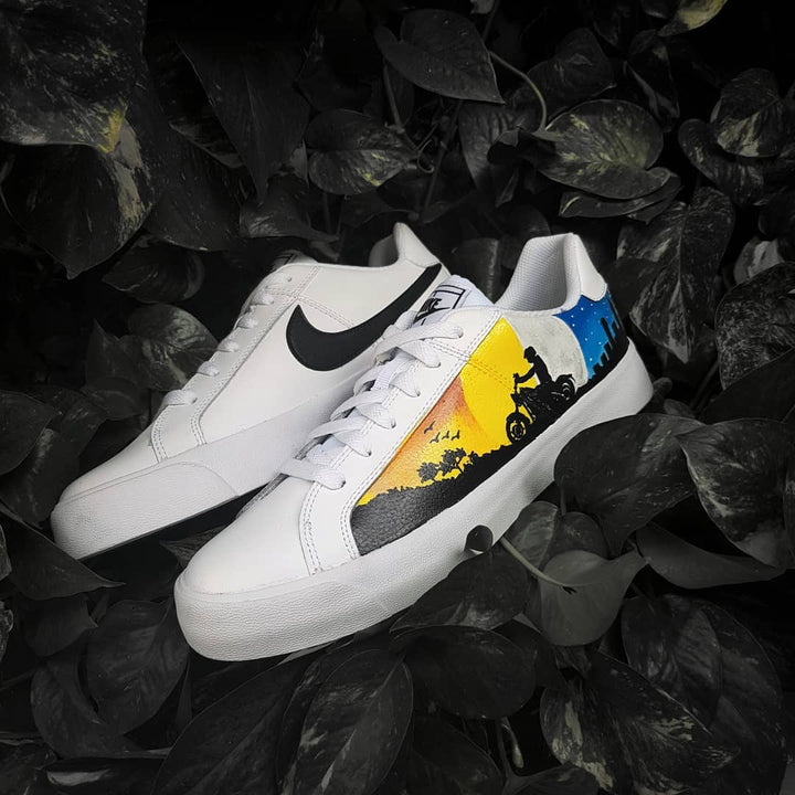 Sunset Cycling Moon Blue Yellow Black Custom Nike Court Royale
