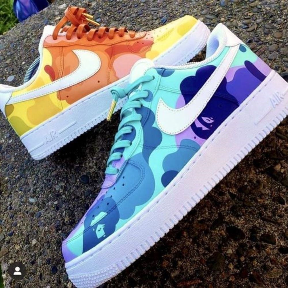 Blue Yellow Camouflage Custom Air Force 1