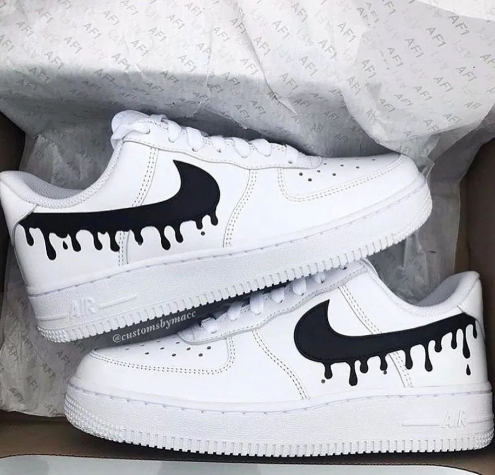 Black Dripping Swoosh Custom Air Force 1
