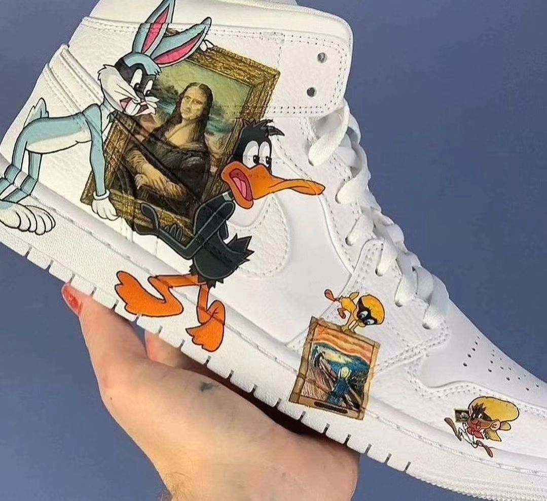 Mona Lisaa Cartoon Dusk Rabbit Blue Yellow Custom Air Force 1