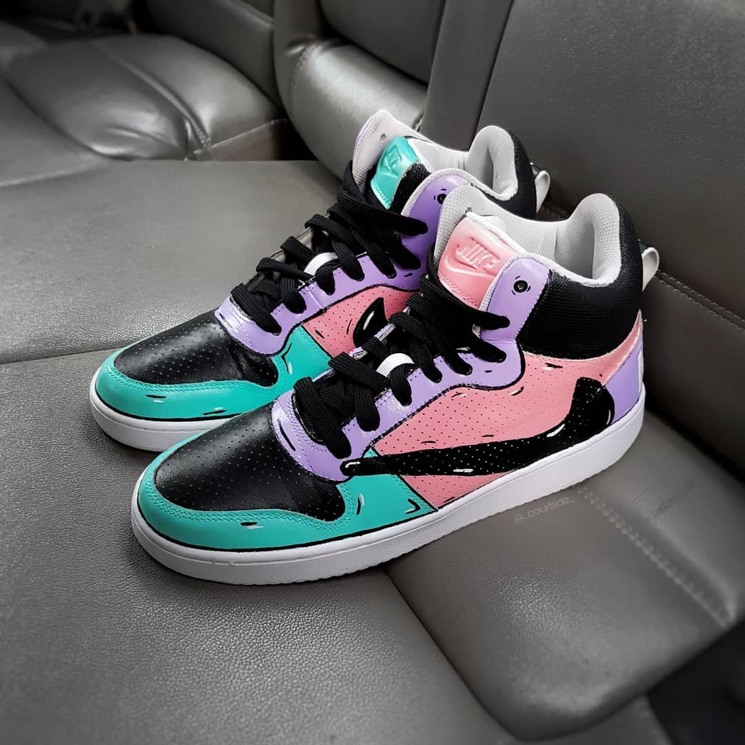 Reverse Swoosh Black Pink Purple Navy Blue Custom Air Jordan 1