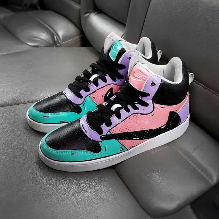 Reverse Swoosh Black Pink Purple Navy Blue Custom Air Jordan 1