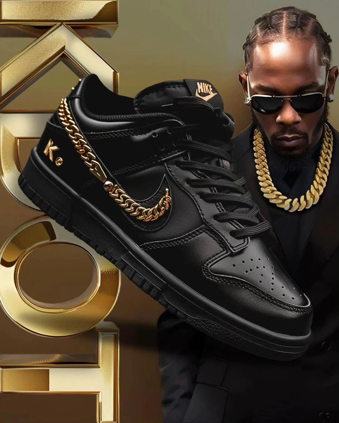 Metal Chain Sport Star Color Black Custom Air Force 1