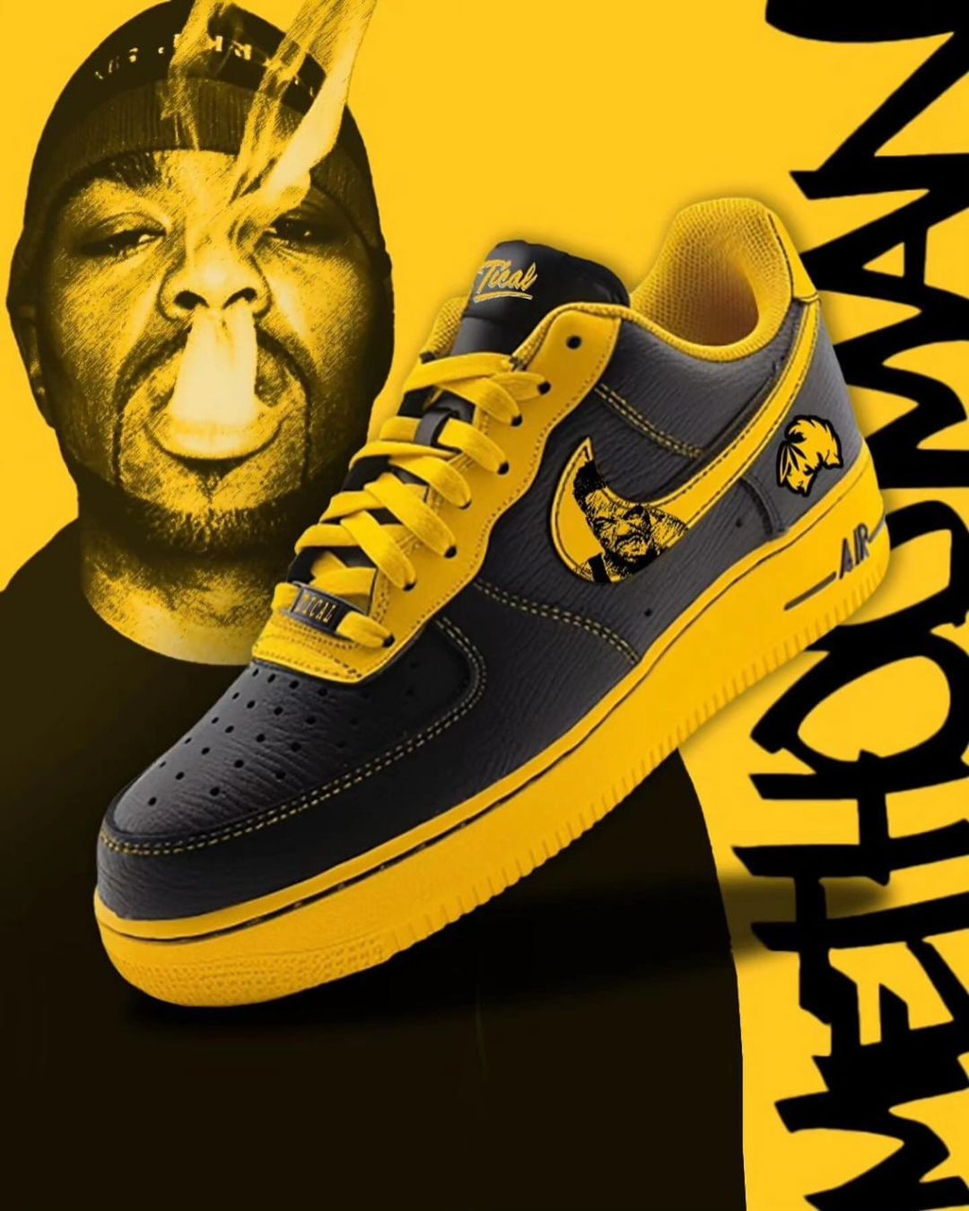 Black Yellow Sport Star Custom Air Force 1