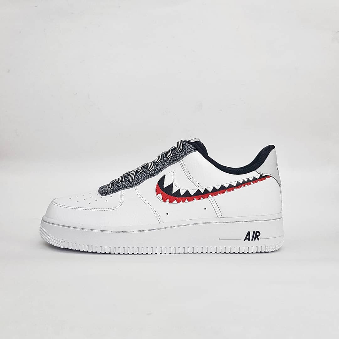 Jagged Black Red Custom Air Force 1