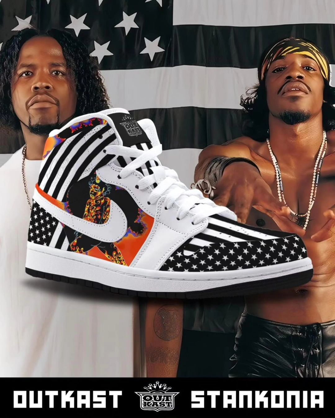Black White Strip Star Red Sport Star Custom Air Force 1
