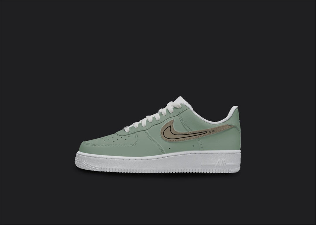 Green Beige Swoosh Custom Air Force 1